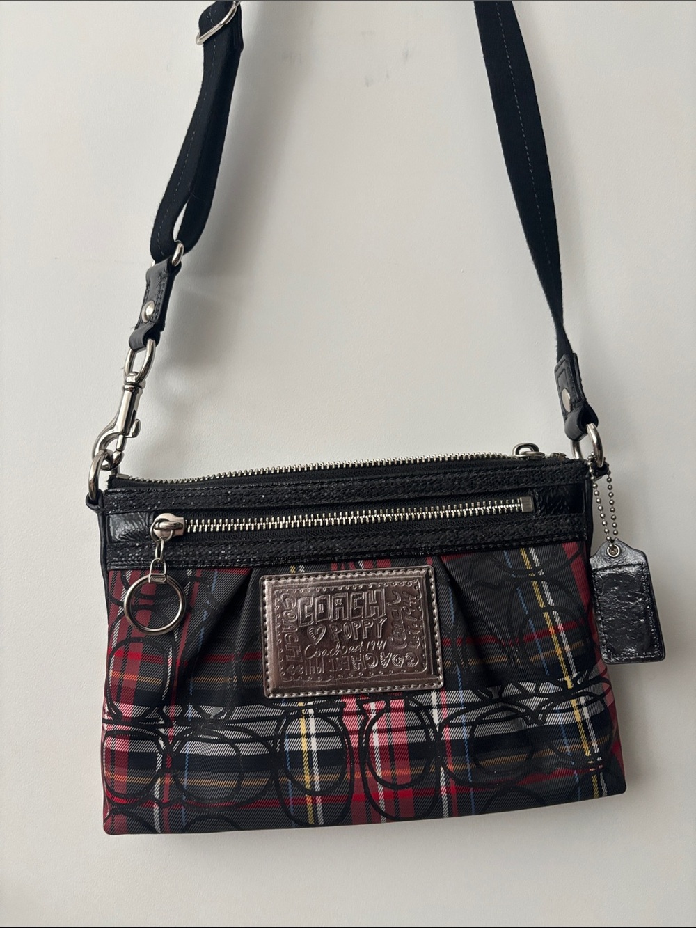 Coach Poppy Tartan Red Plaid Crossbody